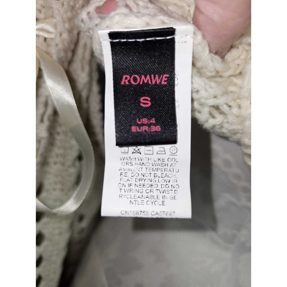 Kawaii Summer Crochet Solid Color Hollow Knit Cropped Sweater, School Sz 4 Small - Picture 12 of 13